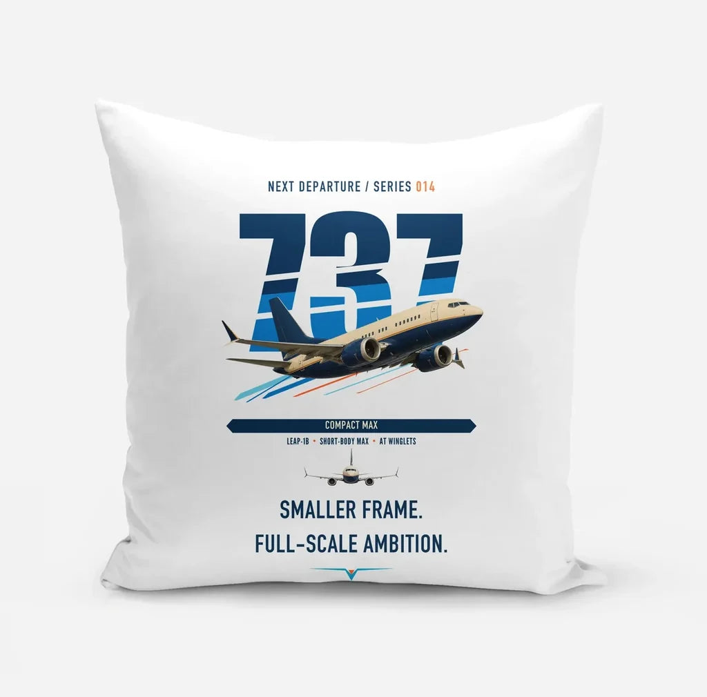 Boeing 737 MAX 7 design on white pillow