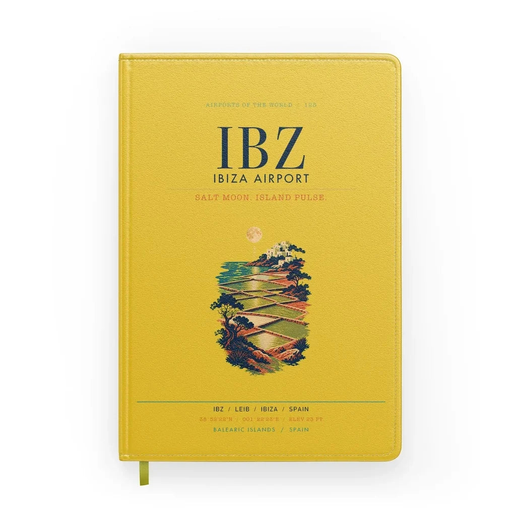 Ibiza Airport (IBZ) design on yellow notebook