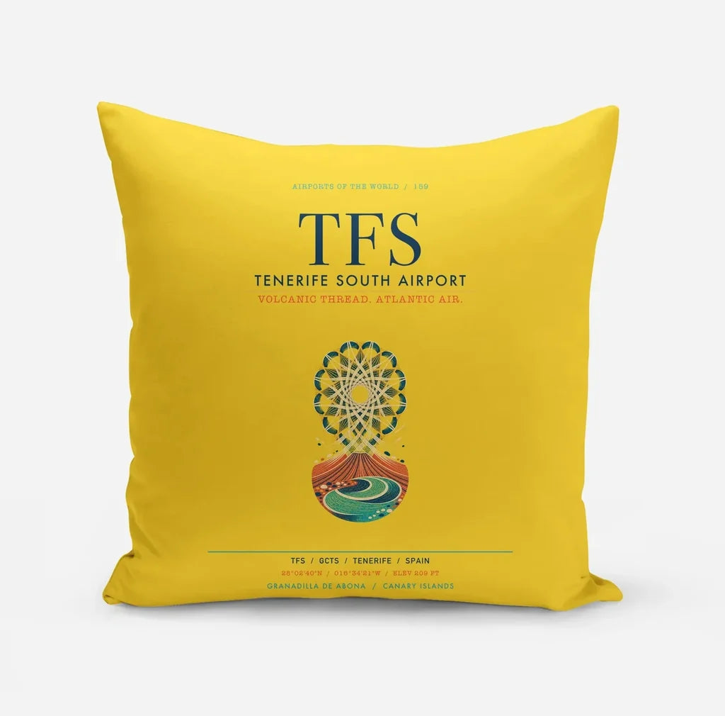 Tenerife South Airport (TFS) design on yellow pillow