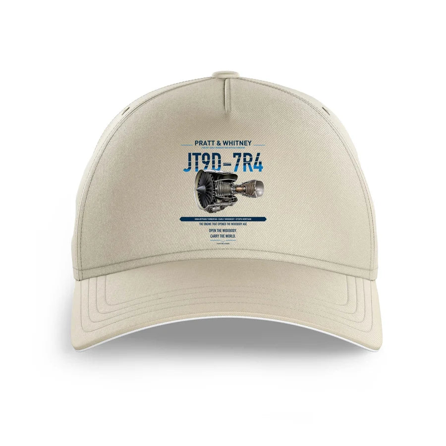 JT9D-7R4 design on beige printed hat