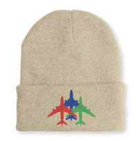 Thumbnail for Colourful 3 Airplanes Embroidered Beanie - view 2