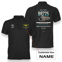 Thumbnail for BR725 design on black polo with custom name badge