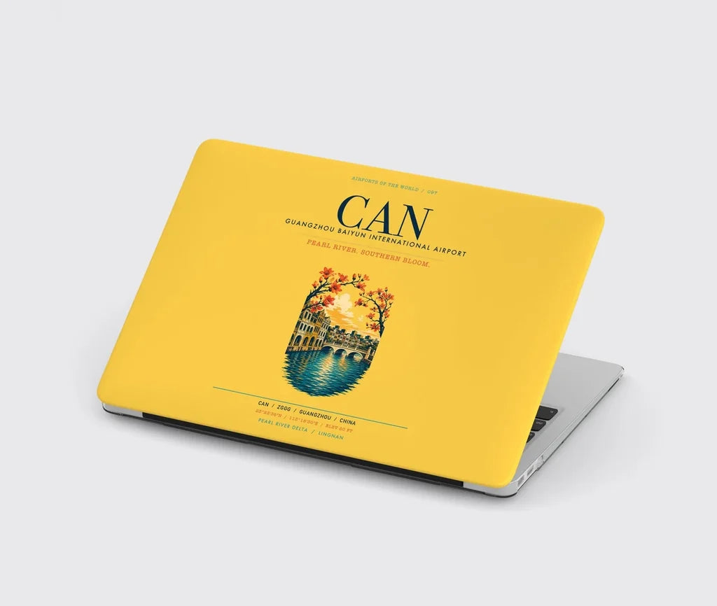 Guangzhou Baiyun International Airport (CAN) design on yellow MacBook case