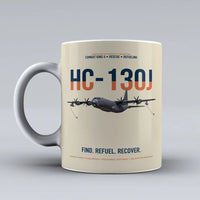 Thumbnail for HC-130J COMBAT KING II design on beige ceramic mug, double-side print