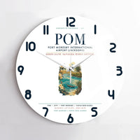 Thumbnail for Port Moresby International Airport (POM) design on white no frame wall clock