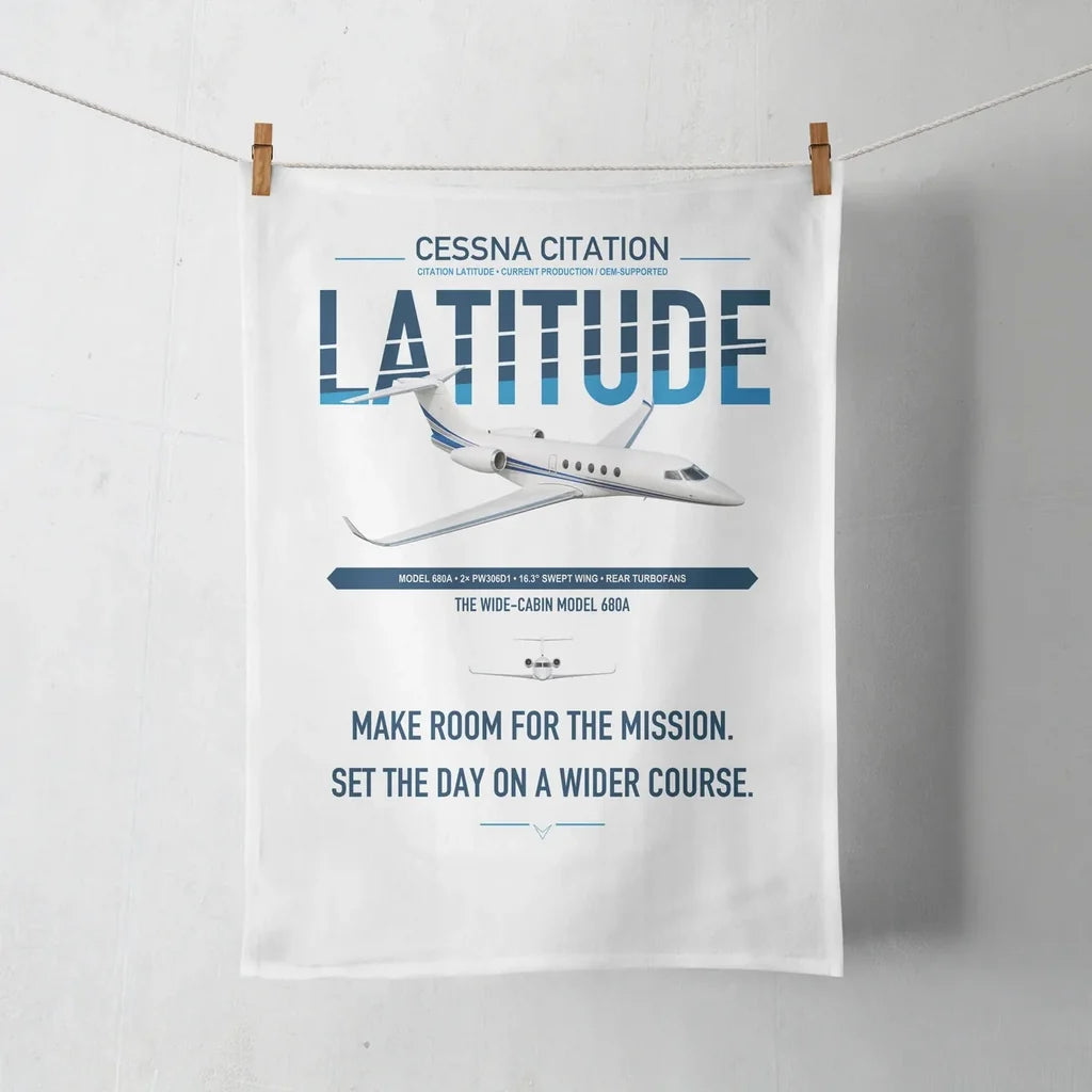 Cessna Citation Latitude design on white towel