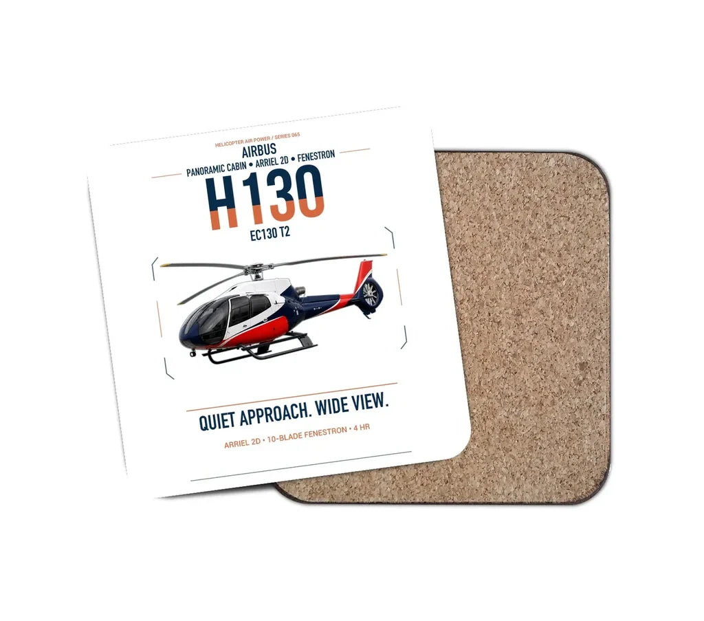 Airbus H130 design on white 1 piece coaster