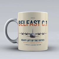 Thumbnail for Short Belfast C.1 design on beige ceramic mug, double-side print
