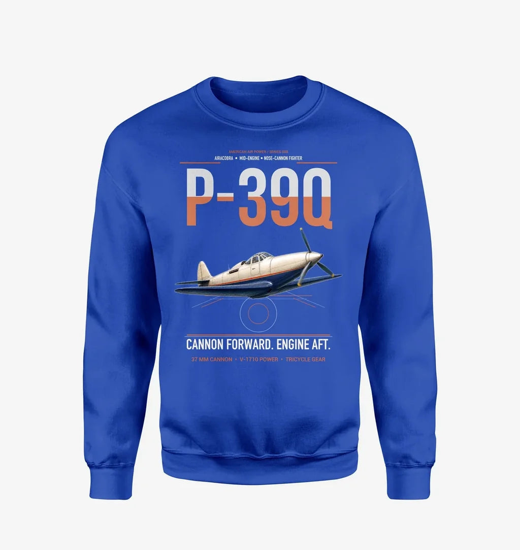 P-39Q Airacobra design on blue sweatshirt