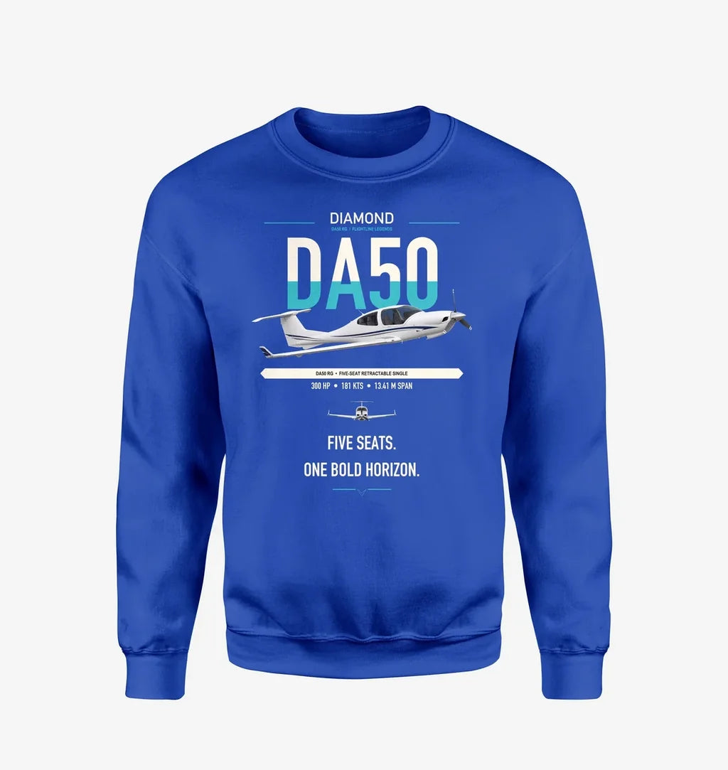 Diamond DA50 RG design on blue sweatshirt