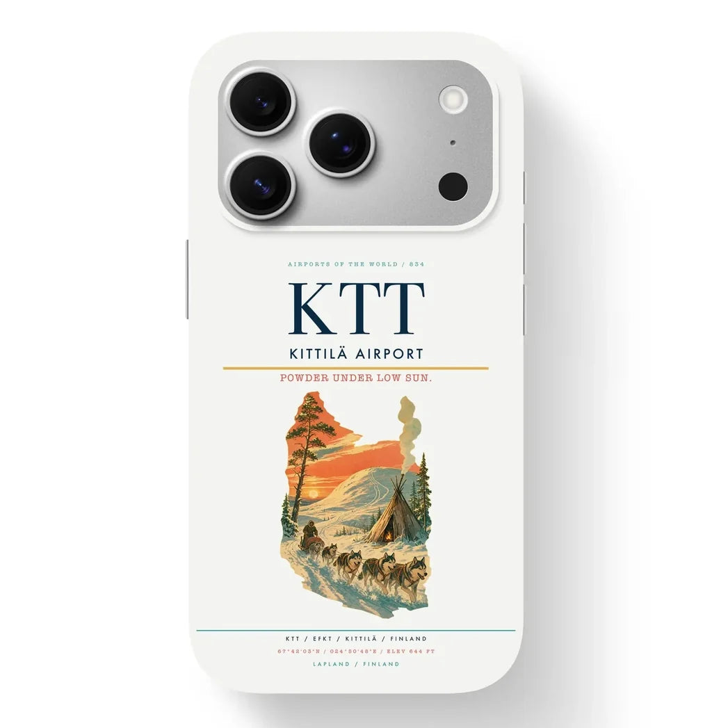 Kittilä Airport (KTT) design on white iPhone 17 Pro MagSafe case