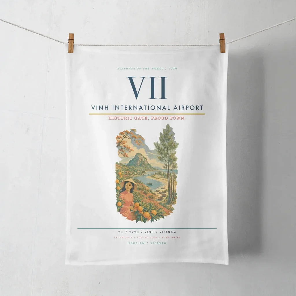 Vinh International Airport (VII) design on white towel
