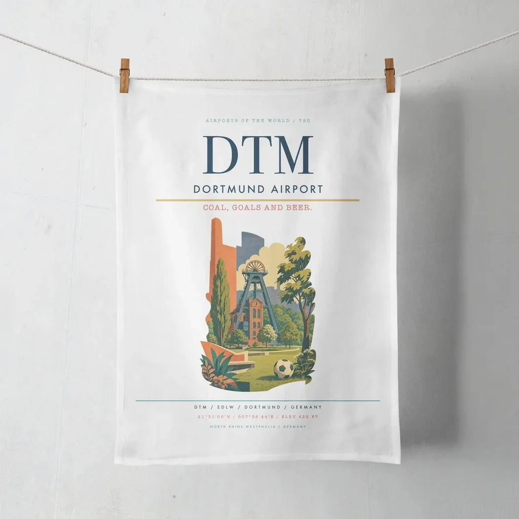 Dortmund Airport (DTM) design on white towel
