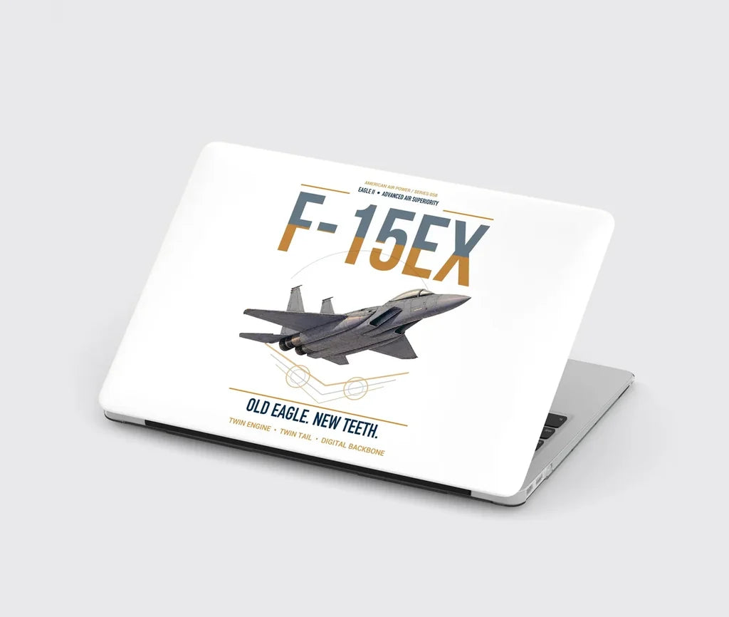 F-15EX Eagle II design on white MacBook case