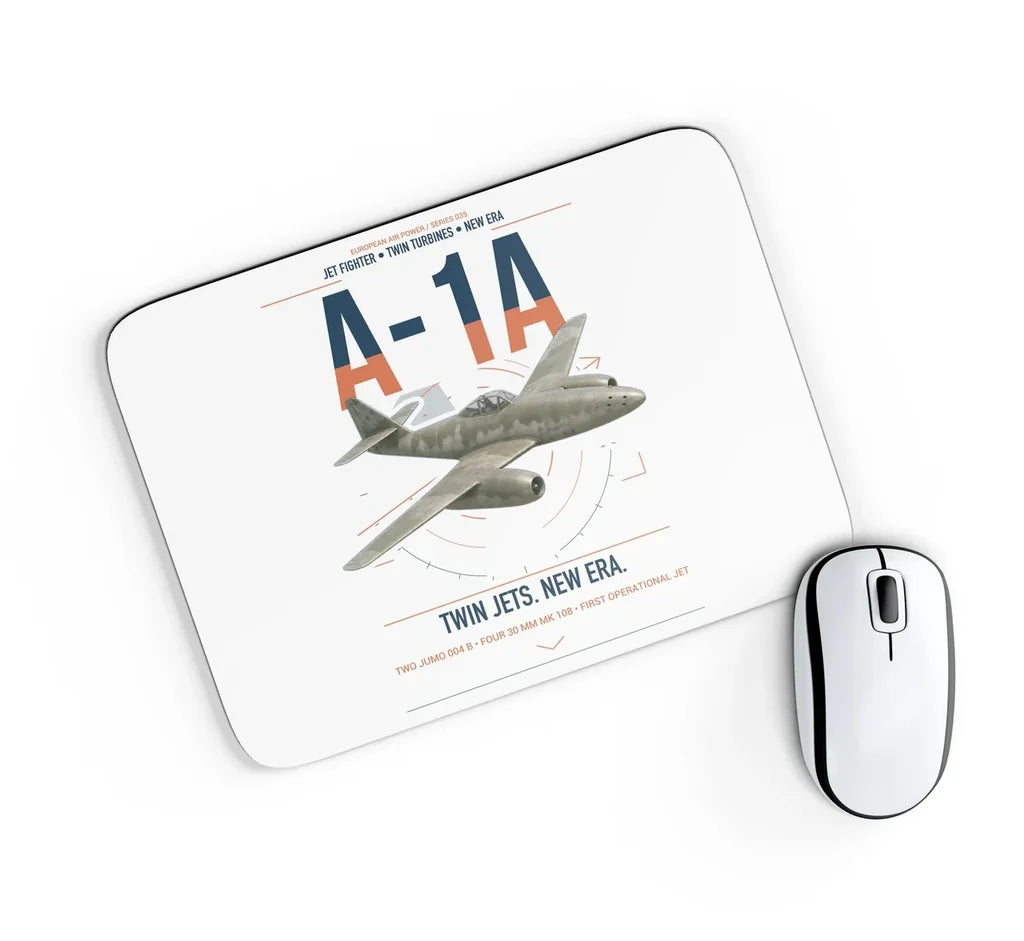 Messerschmitt Me 262A-1a design on white rectangle mouse pad