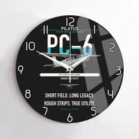 Thumbnail for Pilatus PC-6 Porter design on black no frame wall clock