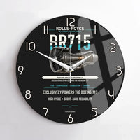 Thumbnail for BR715 design on black no frame wall clock