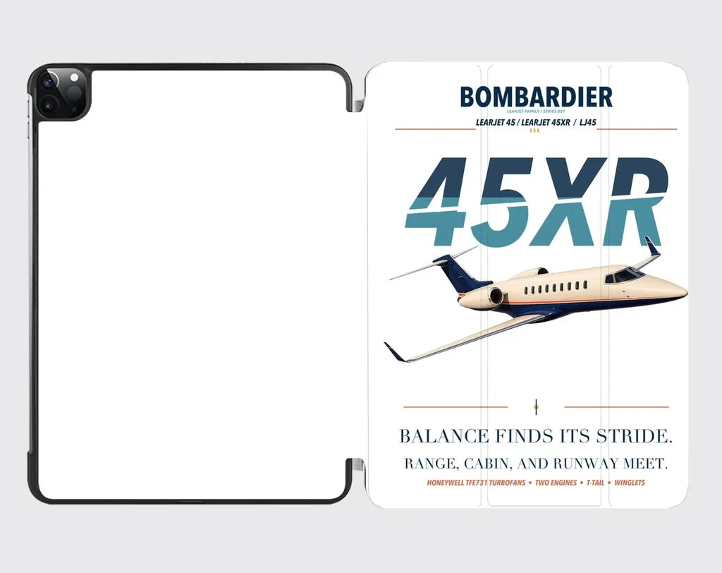 Bombardier Learjet 45XR design on white ipad tablet case