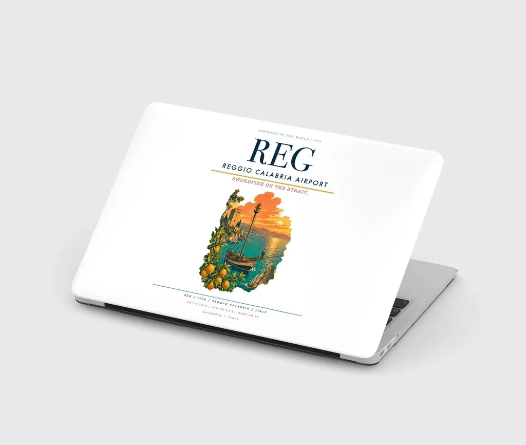 Reggio Calabria Airport (REG) design on white MacBook case