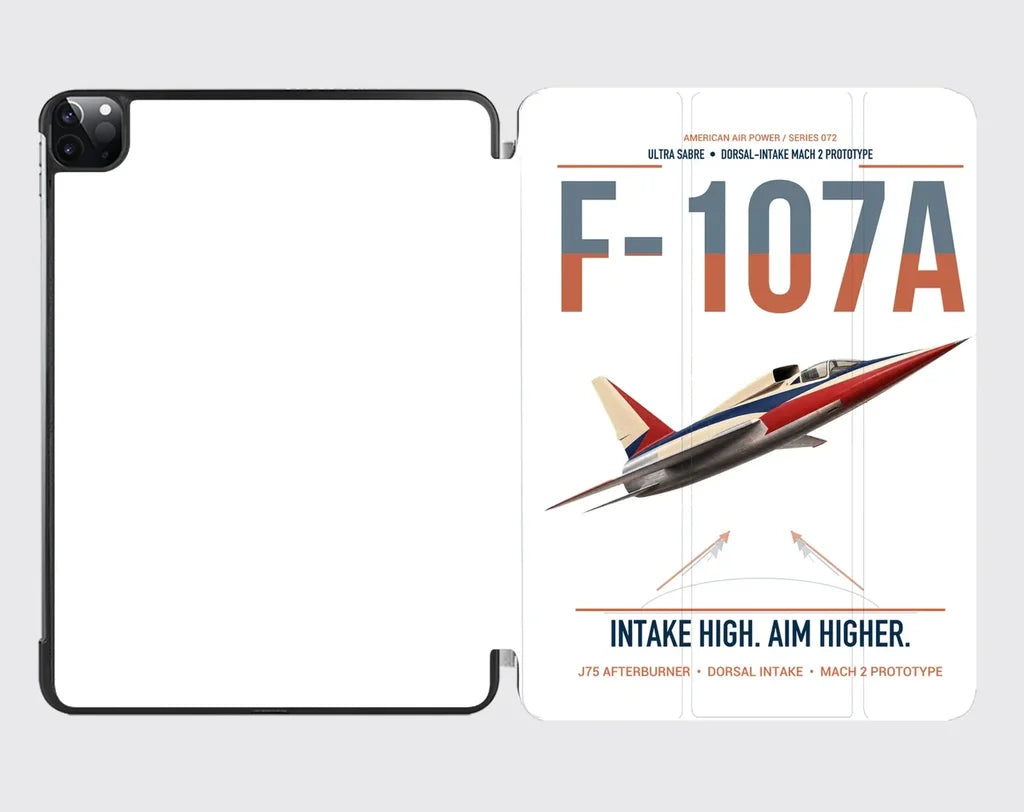 F-107A Ultra Sabre design on white ipad tablet case