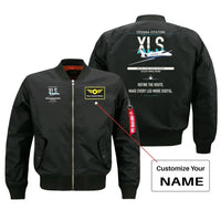 Thumbnail for Cessna Citation XLS design on black+name bomber jacket, double-side print