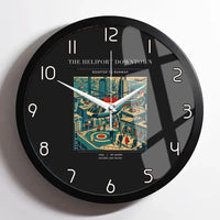 Thumbnail for VINTAGE G4127 - The Heliport Downtown - Designed Wall Clocks design on black framed