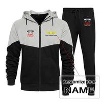 Thumbnail for Flight Attendant Zipped Hoodie - Colourful - Black + Name (Customizable)