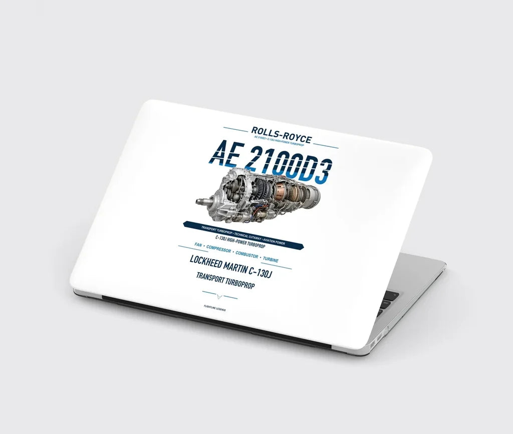 AE 2100D3 design on white MacBook case