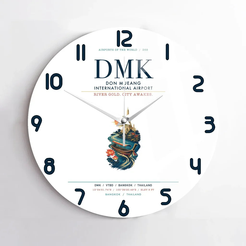 Don Mueang International Airport Bangkok (DMK) design on white no frame wall clock