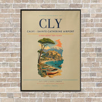 Thumbnail for Calvi - Sainte-Catherine Airport CLY vertical canvas print - framed - beige background