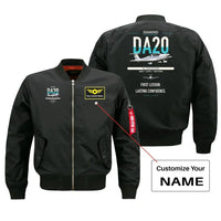 Thumbnail for Diamond DA20 design on black+name bomber jacket, double-side print