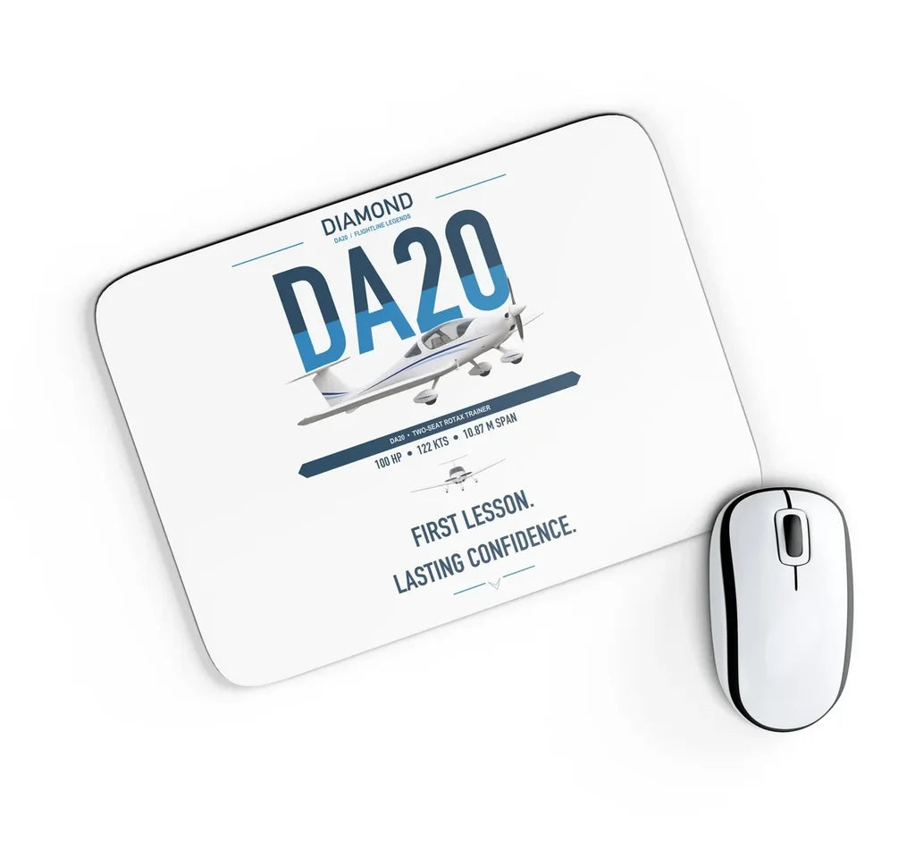 Diamond DA20 design on white rectangle mouse pad