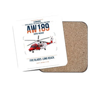 Thumbnail for Leonardo AW189 design on white 1 piece coaster