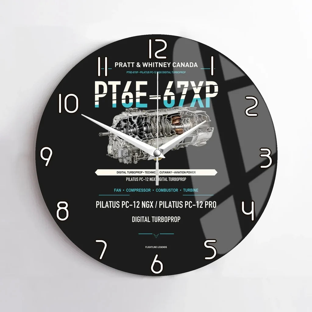 PT6E-67XP design on black no frame wall clock