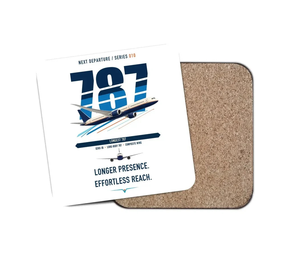 Boeing 787-10 Dreamliner design on white 1 piece coaster