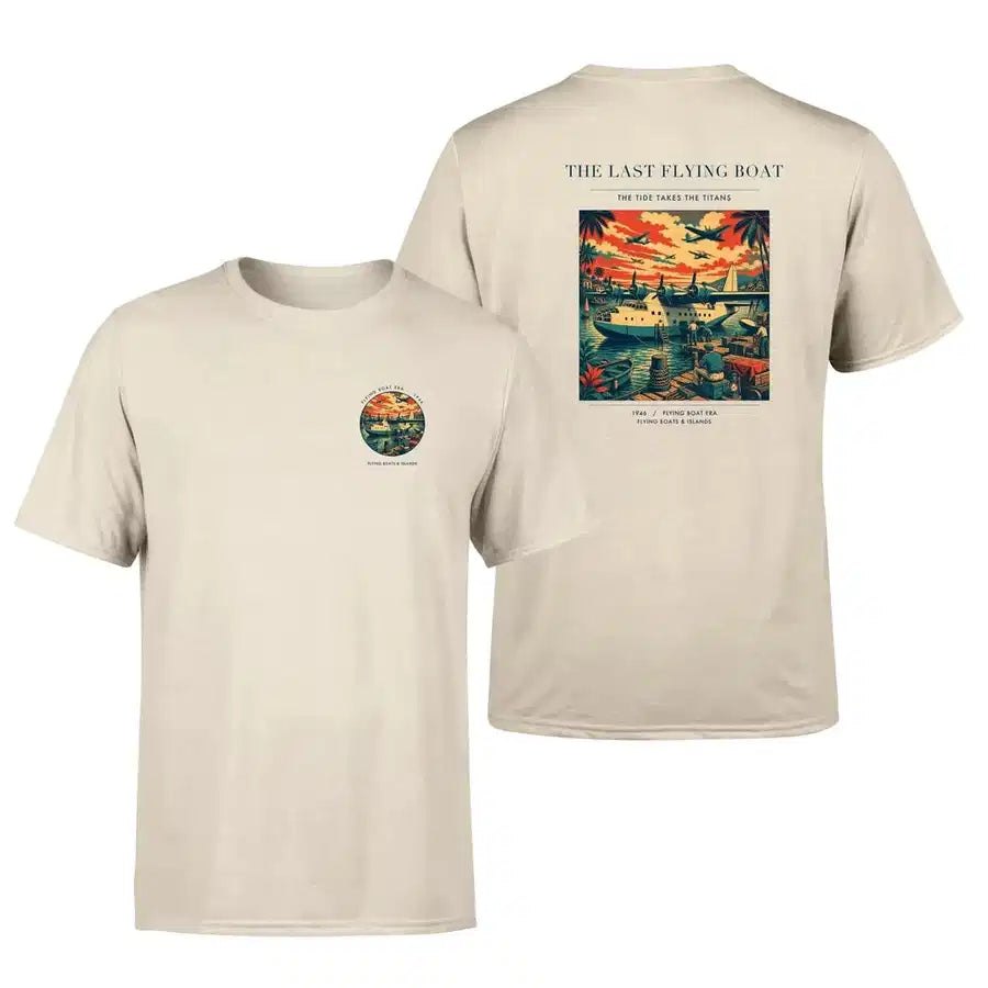 VINTAGE G4079 - The Last Flying Boat - Double-Side T-Shirt design on beige double side t shirt