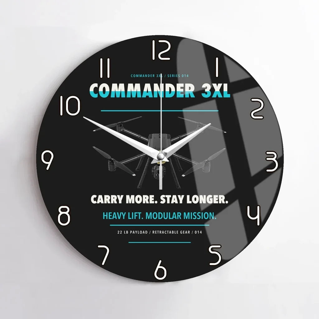 Draganfly Commander 3XL design on black no frame wall clock