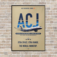 Thumbnail for Airbus ACJ350 / exact ACJ350-900 vertical canvas print - framed - beige background