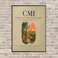 Thumbnail for University of Illinois Willard Airport CMI vertical canvas print - framed - beige background