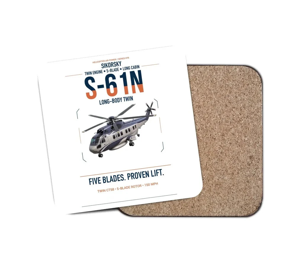 Sikorsky S-61N design on white 1 piece coaster