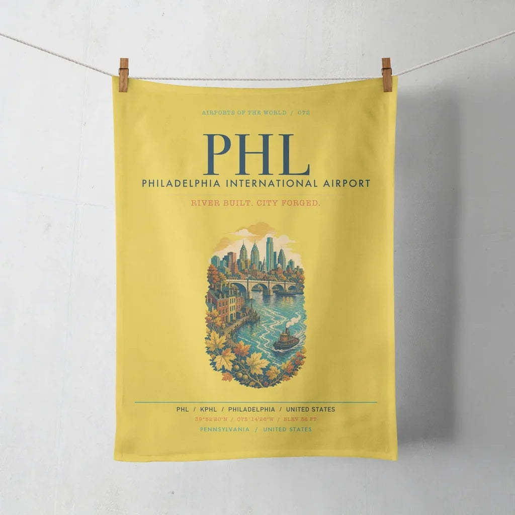 Philadelphia International Airport (PHL) design on yellow towel
