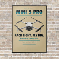 Thumbnail for DJI Mini 5 Pro vertical canvas print - framed - beige background