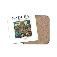 Thumbnail for MADURAI - Poster - Coaster - White