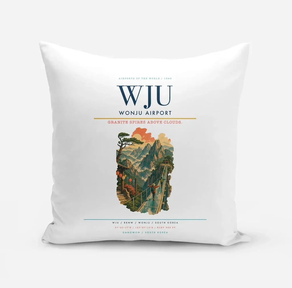 Wonju Airport (WJU) design on white pillow