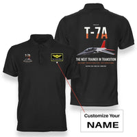 Thumbnail for T-7A Red Hawk design on black+name double-side polo t-shirt, double-side print