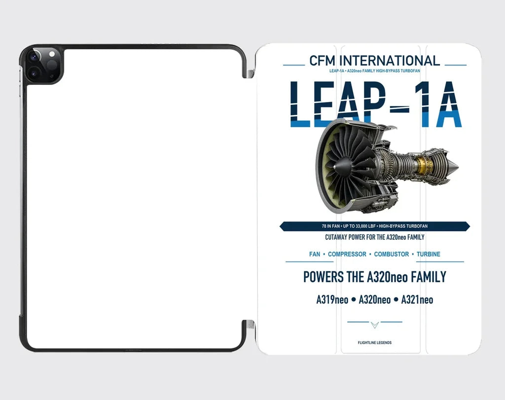 CFM LEAP-1A design on white ipad tablet case