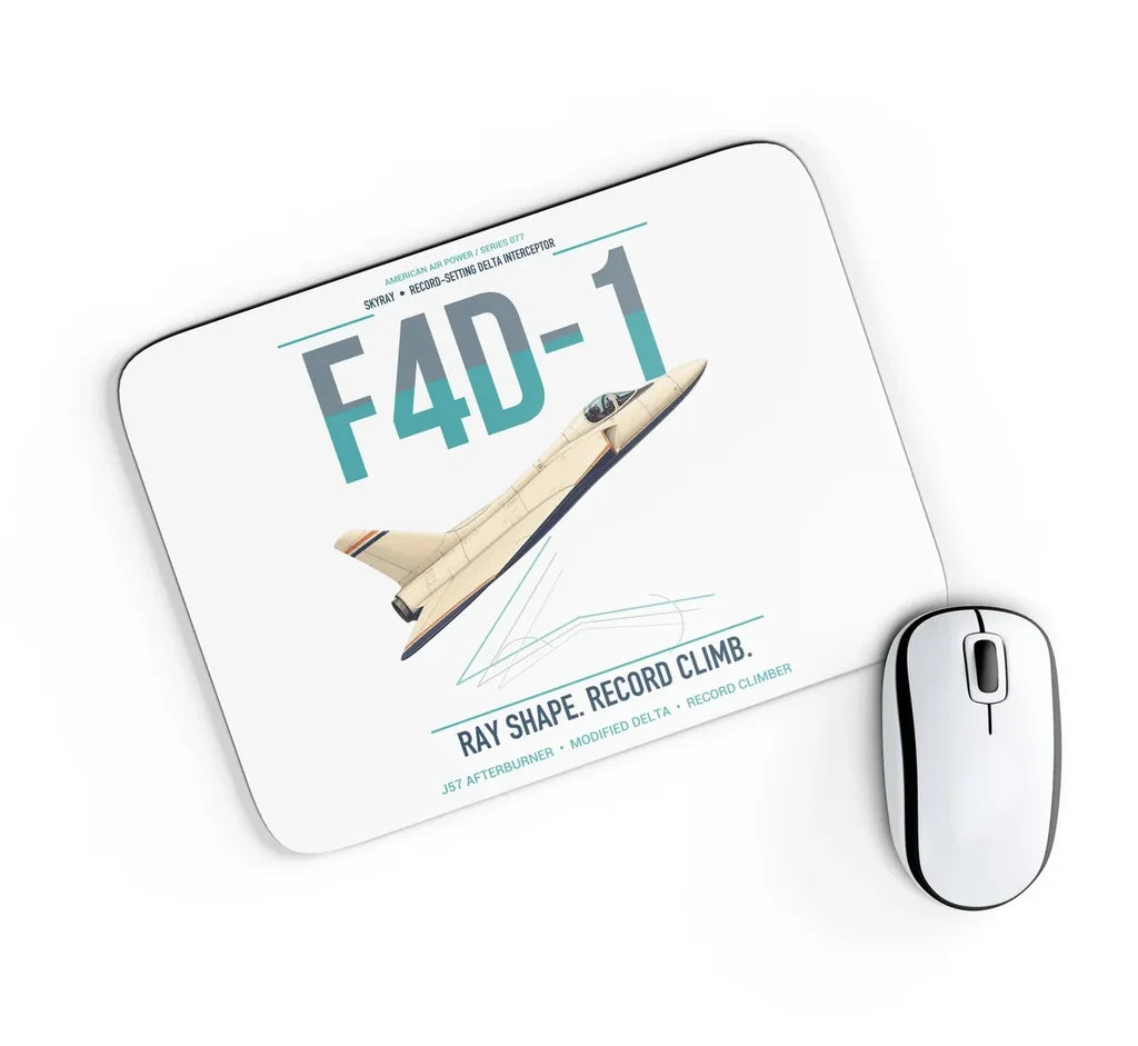 F4D-1 Skyray design on white rectangle mouse pad