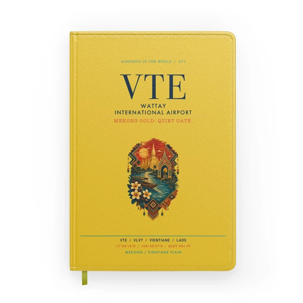 Wattay International Airport Vientiane (VTE) design on yellow notebook
