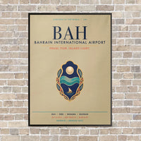Thumbnail for Bahrain International Airport BAH vertical canvas print - framed - beige background
