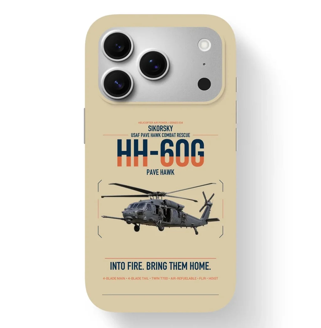 Sikorsky HH-60G Pave Hawk design on beige magsafe iphone case, for iPhone 17 Pro